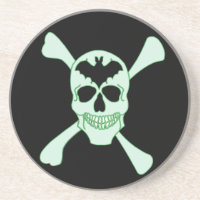 Grüner Totenkopf-Und-Schädelknochen-Untersetzer