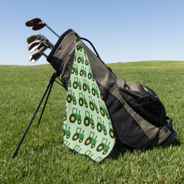 Grüner Traktor Design Jeder Farbige Hintergrund Golfhandtuch (Gras)