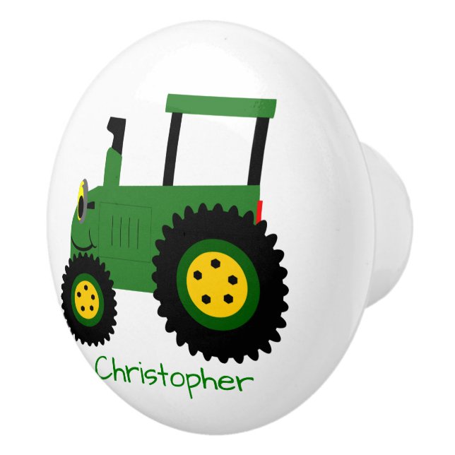 Grüner Traktor Design personalisiert Keramikknauf (Rechts)