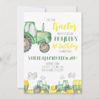 Grüner Traktor - Einladung zum Geburtstag