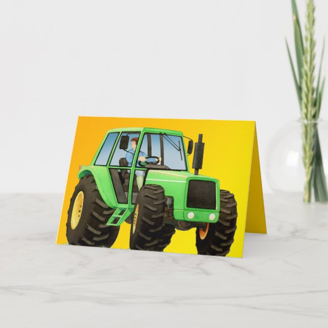 Grüner Traktor für Kinder Karte (Vorderseite)