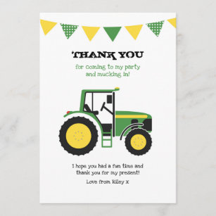 Grüner Traktor-Geburtstag danken Ihnen Dankeskarte