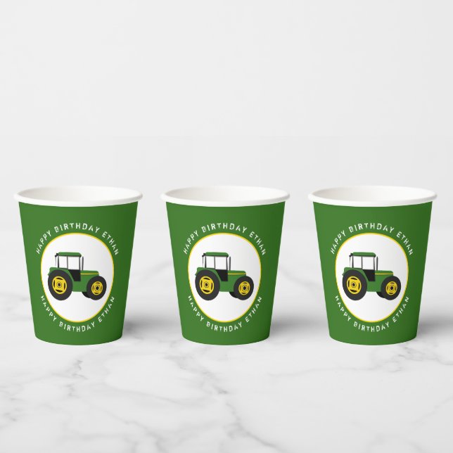 Grüner Traktor Pappbecher (Multi)