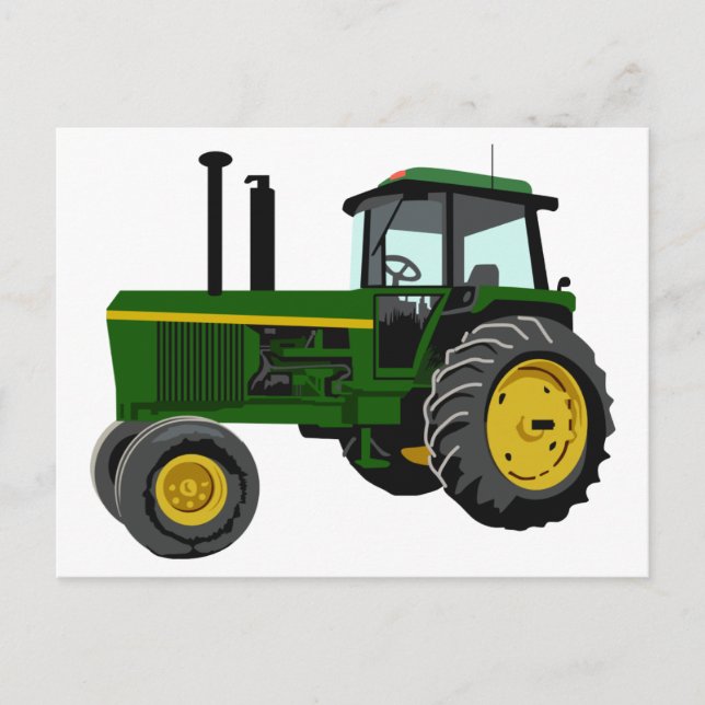 Grüner Traktor Postkarte (Vorderseite)