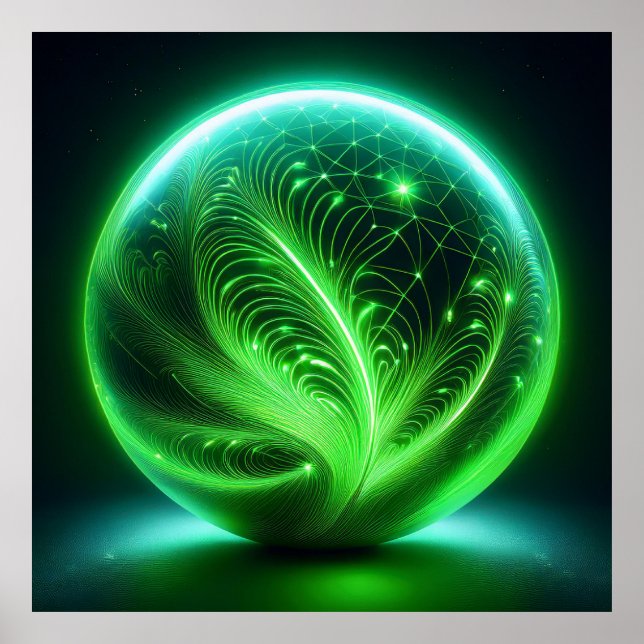 Grüner, transparenter Glaskugel mit Heckklappe Poster (Vorne)