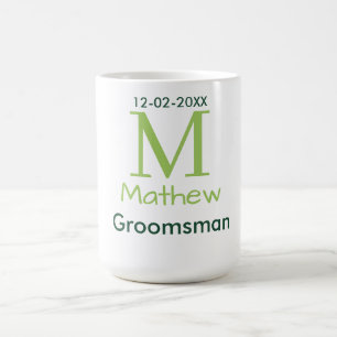 grüner Trauzeuge Name Buchstabe Datum männlich Pas Kaffeetasse