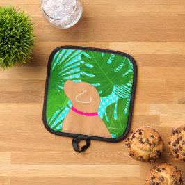 Grüner Tropeninsel Gelber Hundehüttenhalter Topflappen