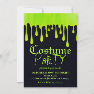 Grüner tropfender Schleim tropft Halloween-Kostüm- Einladung