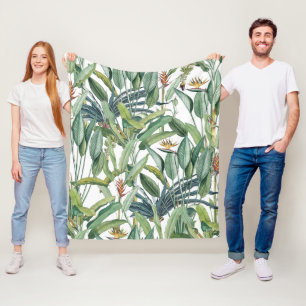 Grüner Tropischer Dschungel Banana Tree Strelitzia Fleecedecke
