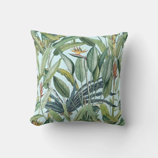 Grüner Tropischer Dschungel Banana Tree Strelitzia Kissen (Vorderseite)