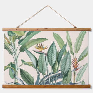 Grüner Tropischer Dschungel Banana Tree Strelitzia Wandteppich Mit Holzrahmen