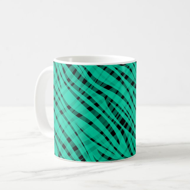 Grüner Türkis-Tiger-Abstract-Druck Kaffeetasse (Vorderseite Links)