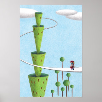Grüner Turm und ein Briefträger. Poster