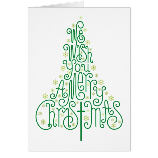 Grüner typografischer Weihnachtsbaum Karte