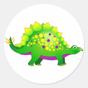 Grüner u. lila stacheliger Dinosaurier Runder Aufkleber