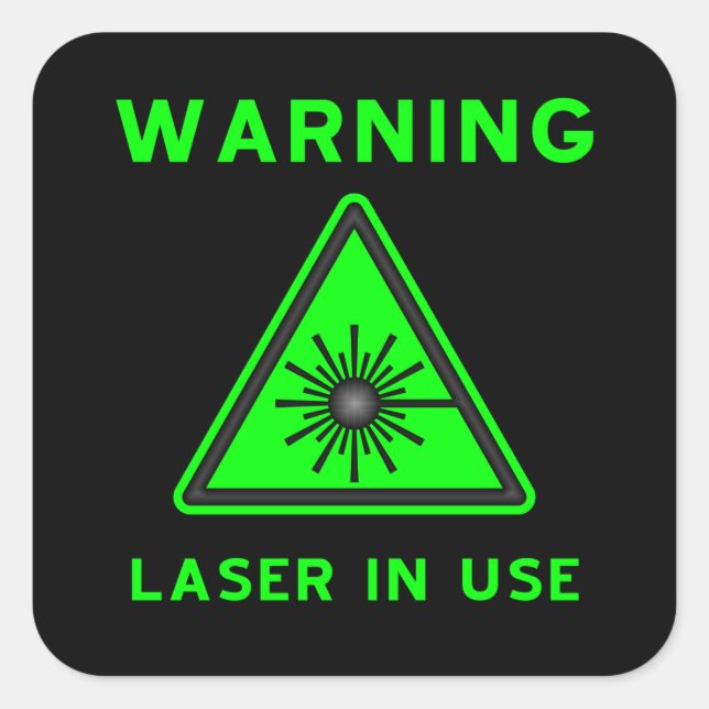 Grüner u. schwarzer Laserwarnschhild-Aufkleber Quadratischer Aufkleber (Vorderseite)