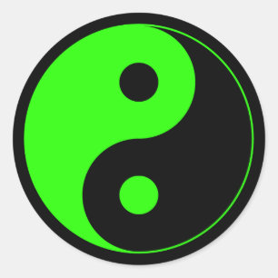 Grüner u. schwarzer Yin Yang Symbol-Aufkleber Runder Aufkleber