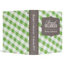Grüner u. weißer Gingham-südliche Rezept-Mappe