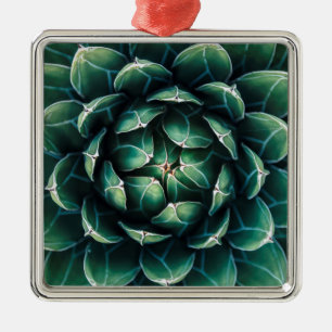 Grüner u. weißer Succulent Ornament Aus Metall