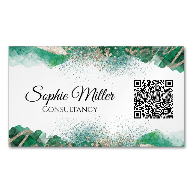 Grüner und Abstrakter QR-Code Magnetische Visitenkarte (Vorderseite)