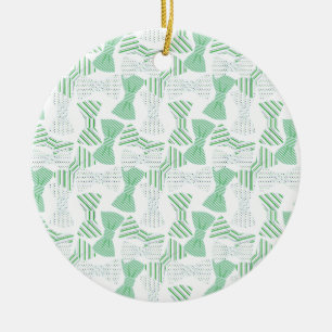 Grüner und blauer Bogen-Krawatten-Entwurf BOWTIES Keramik Ornament