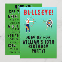Grüner und blauer Bullseye-Bogenschieß-Geburtstag 
