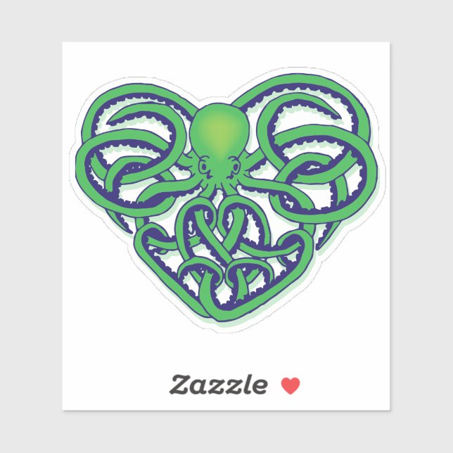 Grüner und blauer Stammpuls Octopus Tattoo Design  Aufkleber (Blatt)