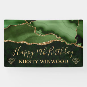 Grüner und falscher Goldglitter Achat Murmel Sweet Banner