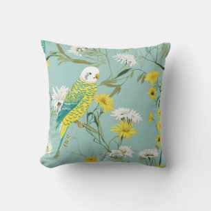 Grüner und gelber Budgerigar Kissen