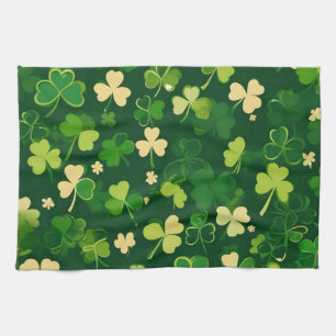 Grüner und gelber St. Patrick's Day Shamrock Geschirrtuch