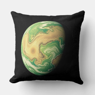 Grüner und goldbrauner Planet Kissen
