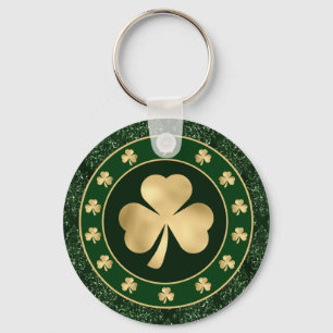 Grüner und goldener Shamrock-Klee St. Patrick's Da Schlüsselanhänger