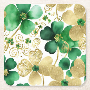 Grüner und goldener St. Patrick's Day Shamrock Rechteckiger Pappuntersetzer