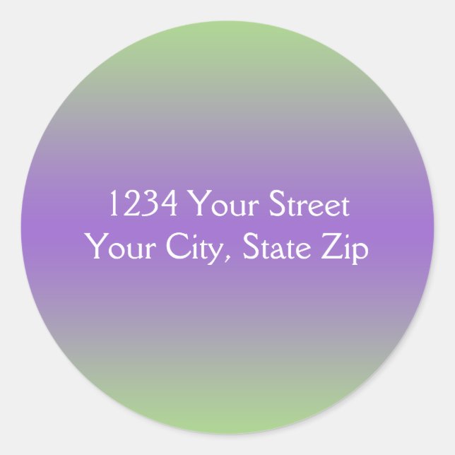 Grüner und Lila Umschlag Aufkleber mit Adresse (Vorderseite)