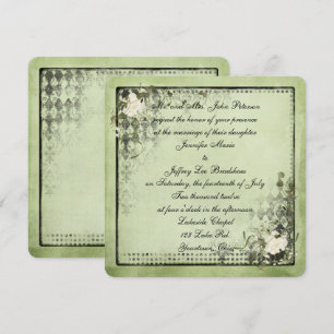 grüner und schwarzer floraler Vintage-Rahmen Einladung