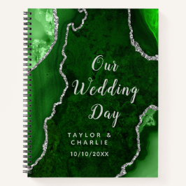 Grüner und Silberner Achat Hochzeitsplaner Notizbuch