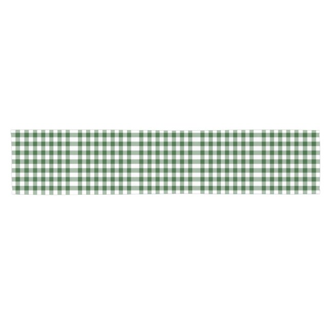 Grüner und weißer Gingham-Muster-Tabellen-Läufer Kurzer Tischläufer (Horizontal)
