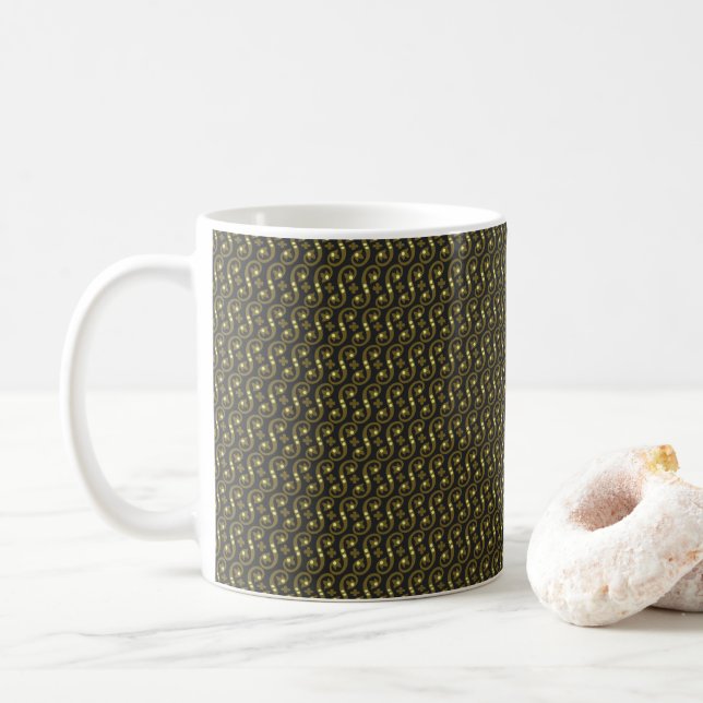 grüner und weißer Hintergrund mit gewelltem Muster Kaffeetasse (Mit Donut)