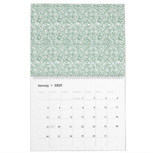 grüner und weißer Hintergrund mit kleinen Blätter Kalender