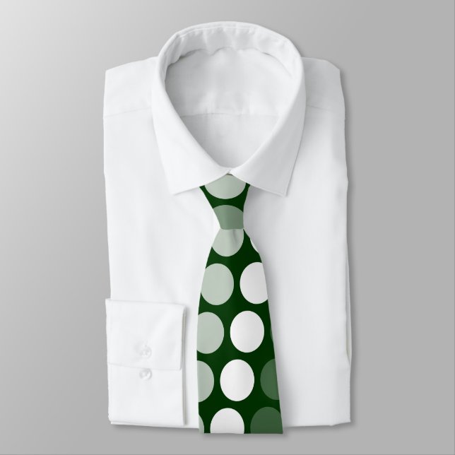 Grüner und weißer Multipolka-Dot Krawatte (Gebunden)