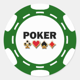 GRÜNER UND WEISSER POKER CHIP RUNDER AUFKLEBER