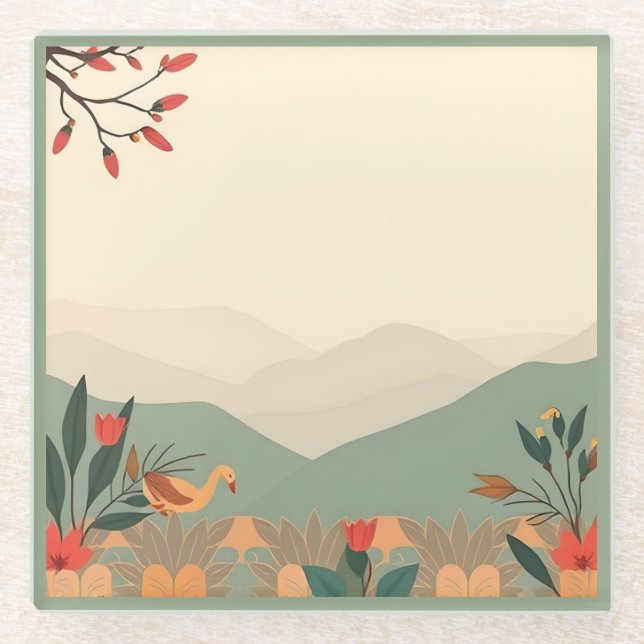 Grüner Untersetzer aus Naturglas (Vorderseite)