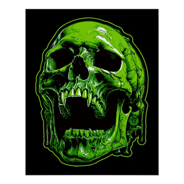 Grüner Vampirschädel Poster (Vorderseite)