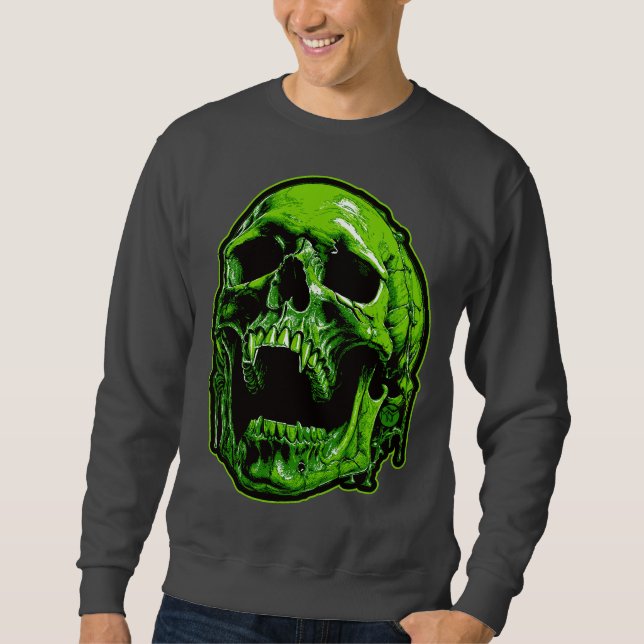 Grüner Vampirschädel Sweatshirt (Vorderseite)