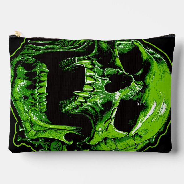 Grüner Vampirschädel Zubehörtasche (Vorderseite)