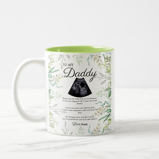 Grüner Vater zu Bump Gedicht Leaf Wasserfarbe Zweifarbige Tasse (Links)