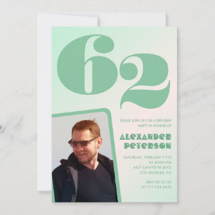 Grüner Verlauf 62. Geburtstag Einladungen Boy Foto