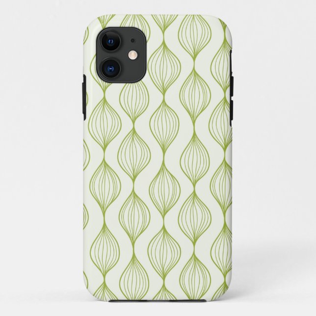 Grüner vertikaler ogee Musterhintergrund Case-Mate iPhone Hülle (Rückseite)
