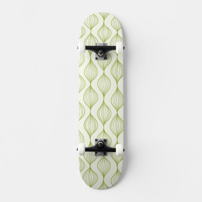 Grüner vertikaler ogee Musterhintergrund Skateboard (Vorderseite)