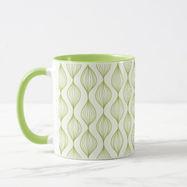 Grüner vertikaler ogee Musterhintergrund Tasse (Links)